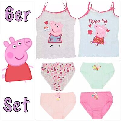 Unterwäsche Set Mädchen Peppa Wutz 6er Set Slips Unterhemden 98/104 110/116
