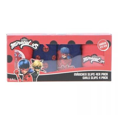 Unterwäsche Mädchen Slips Miraculous Ladybug 4er Set 122/128 134/140