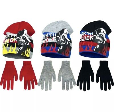 Mütze + Handschuhe Set Star Wars schwarz grau rot Wintermütze Finger
