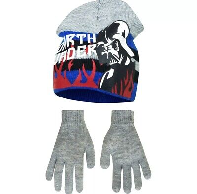 Mütze + Handschuhe Set Star Wars schwarz grau rot Wintermütze Finger