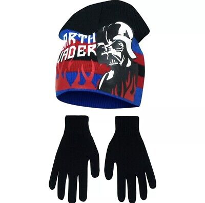 Mütze + Handschuhe Set Star Wars schwarz grau rot Wintermütze Finger