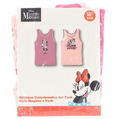 Unterwäsche Mädchen Unterhemd Minnie Mouse Trägerhemd 2er Pack 98/104 110/116